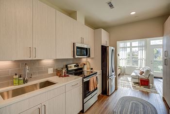 Grey subway tile backsplash